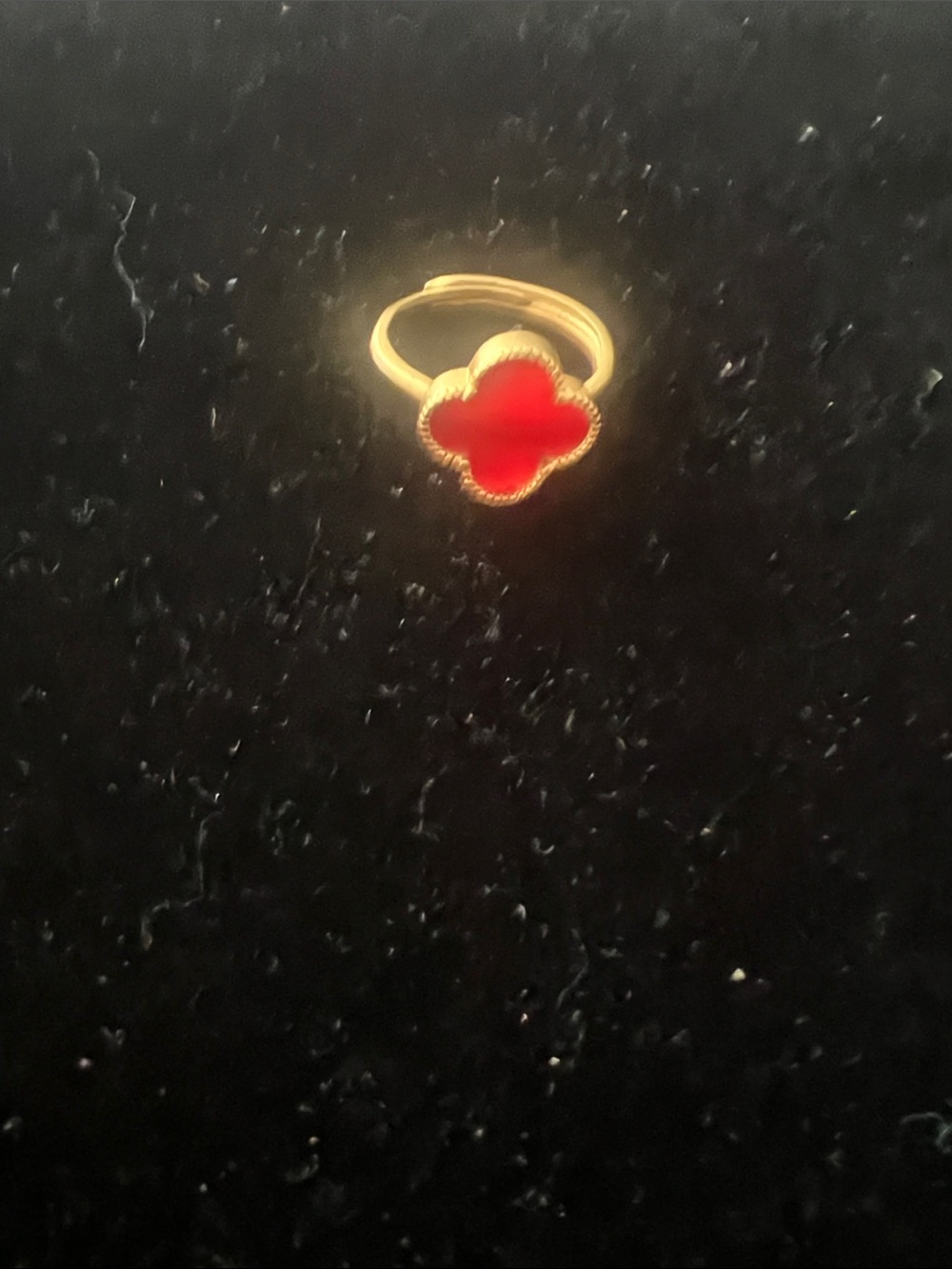 Gold Red Clover Ring - Women Jewelry